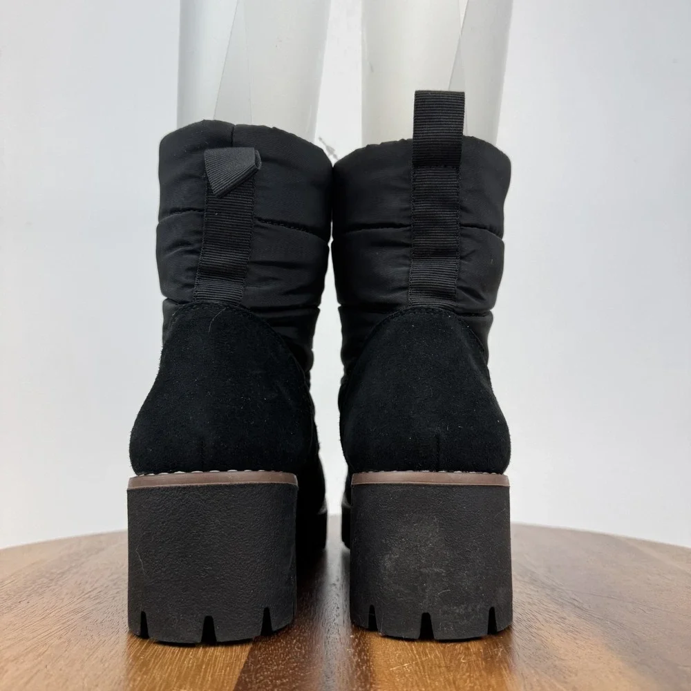 New Womens Blondo Daylor Black Quilted Nylon Waterproof Casual Heel Boots Sz 6.5